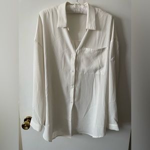 Shein white button collar shirt